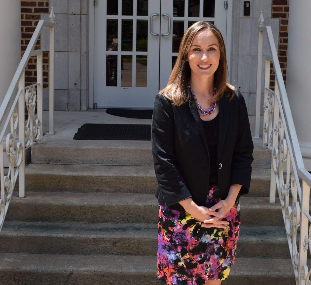 New Chief of Staff Amy Whitefield outside Wingo Hall at UCA.