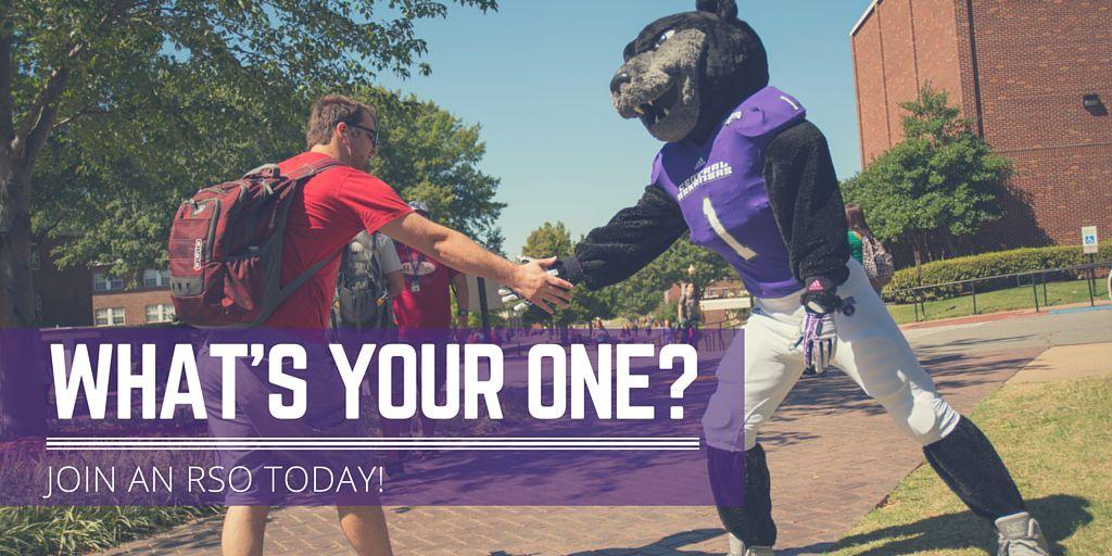 A student shakes mascot Bruce D. Bear's hand in a promotional image for UCA's Recognized Student Organizations. What you do outside of class is a crucial element of your college years.