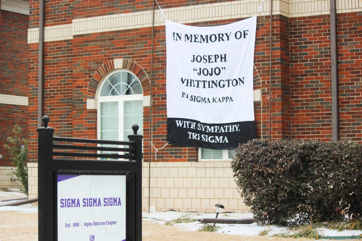 Sorority Tri Sig displayed a banner in memory of Whittington. Greek life showed support for Phi Sigma Kappa following the loss of Joseph. 