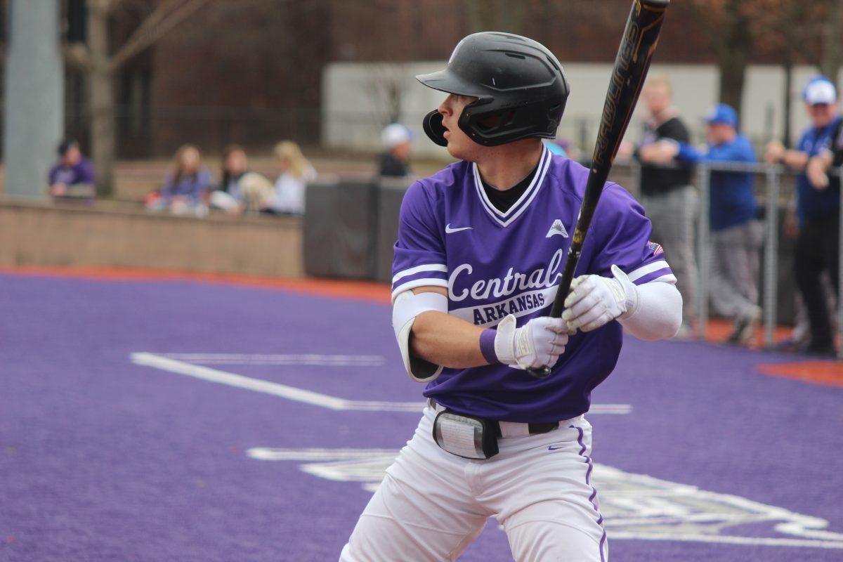 Senior infielder R.J. Pearson gets ready to swing the bat against the Jackrabbits. The Bears won two out of three games in the series against South Dakota. The fourth game was canceled due to inclement weather. 