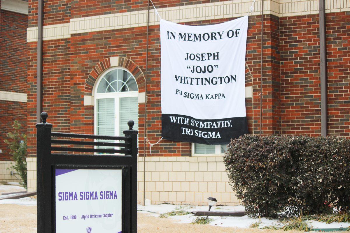 Sorority Tri Sig displayed a banner in memory of Whittington. Greek life showed support for Phi Sigma Kappa following the loss of Joseph. 