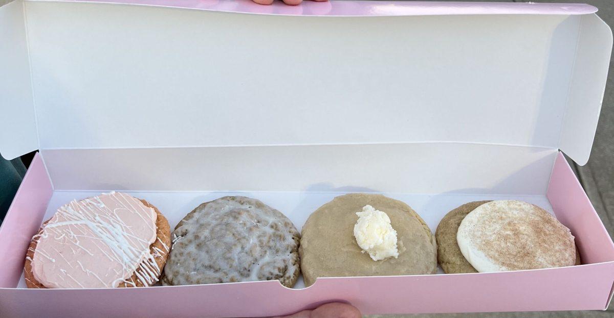 Weekly cookie flavors at Crumbl Cookies in Conway which included orange creamsicle, iced oatmeal, buttermilk pancake and snickerdoodle. Photo by Andraea Aguilera. 