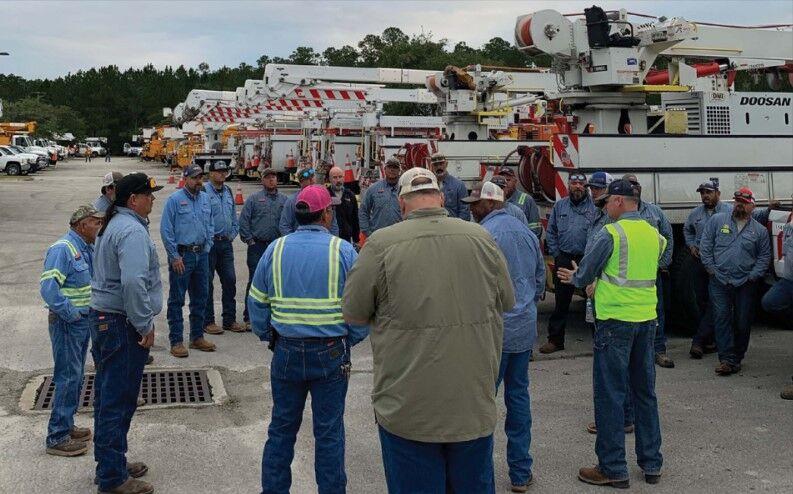 Linemen from public power communities gather to help with necessary restoration due to Hurricane Ian in Florida. According to Florida Public Power, “750 line resources from 125 utilities in 22 states” came to help Florida after Hurricane Ian.