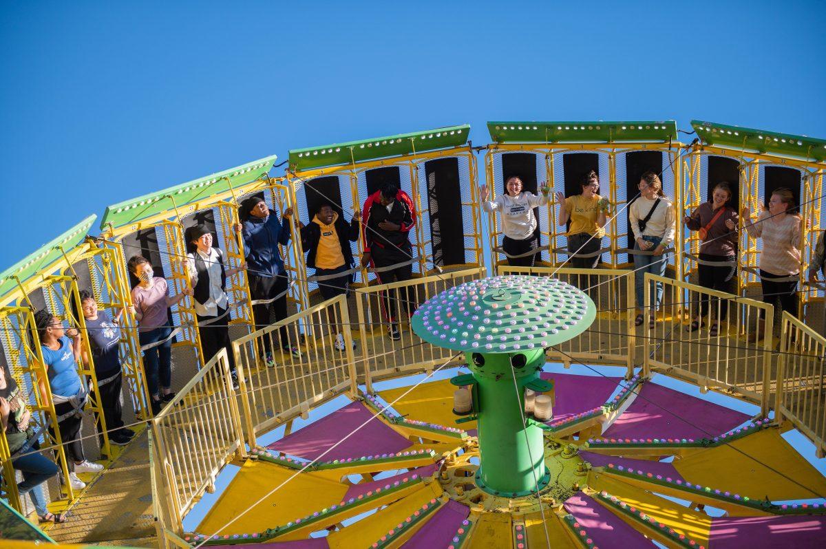 Fall Fest attendees spin on the ride Zero Gravity.