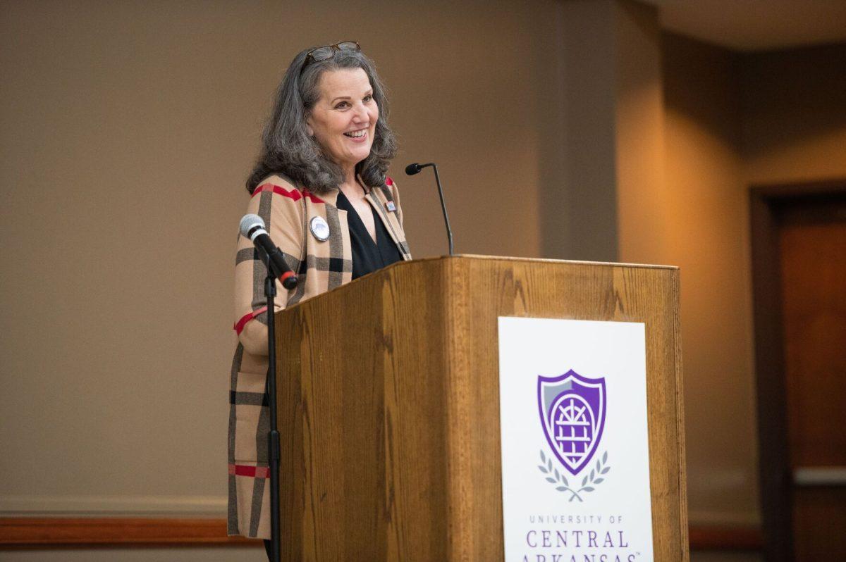 Provost Patricia Poulter speaks on her background and upbringing as a first-generation college student. Poulter was invited to speak by UCA’s First Gen Scholars Society as part of National First-Generation Day, an annual holiday celebrating first-generation college students.