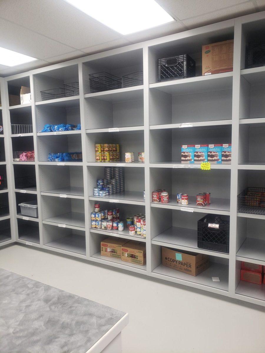 Shelves for food storage at UCA’s Bear Essentials Food Pantry are nearly empty. The pantry posted this image on its Instagram account to illustrate its need for donations. The pantry has seen a 61.8% increase in visits and a 31% decrease in pounds of food donated in October 2022 compared to October 2021.