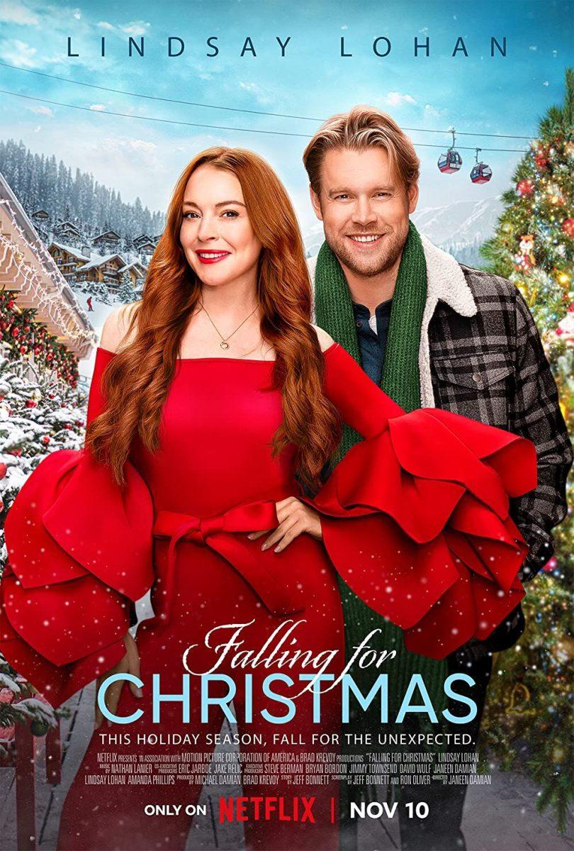 Lindsay Lohan (left) and Chord Overstreet star in “Falling for Christmas.” Netflix released the festive film Nov. 10.