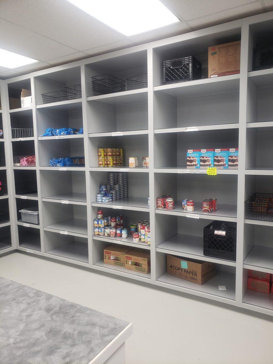 Shelves for food storage at UCA’s Bear Essentials Food Pantry are nearly empty. The pantry posted this image on its Instagram account to illustrate its need for donations. The pantry has seen a 61.8% increase in visits and a 31% decrease in pounds of food donated in October 2022 compared to October 2021.