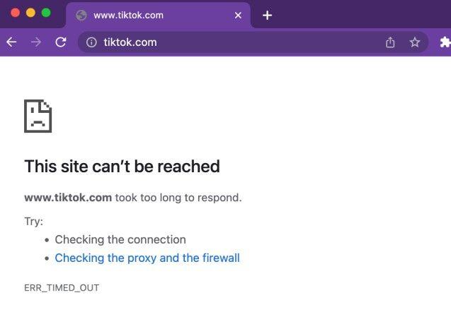 Trying to access TikTok.com on a university-owned device returns this error message. The ban does not affect student and guest wireless networks.