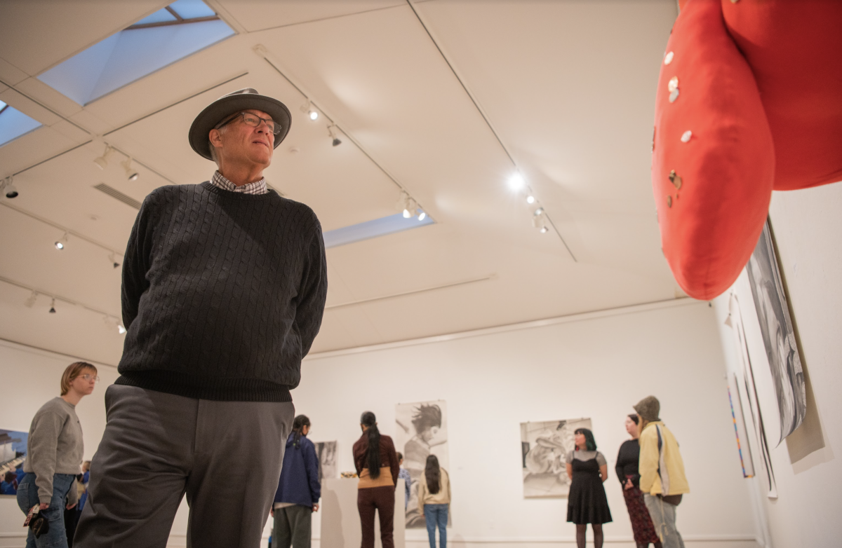 A man looks at the gallery.