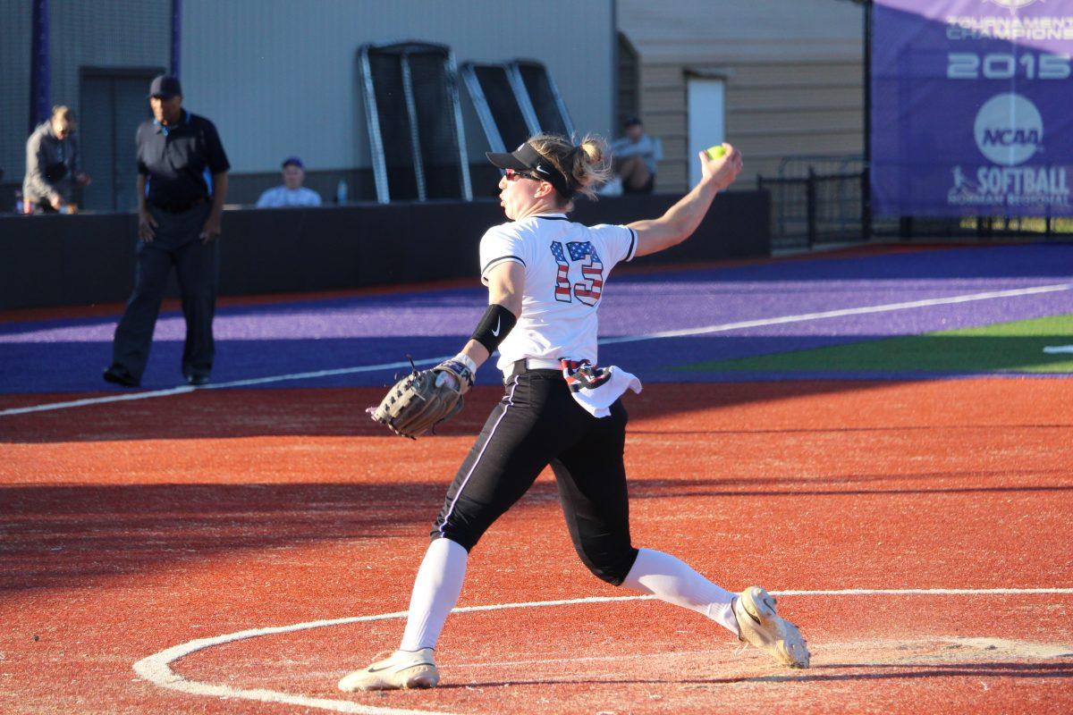 Redshirt senior Jordan Johnson fires up a pitch against the Iowa Hawkeyes. Johnson had a pitching average of 10 against South Dakota earlier in the classic.
