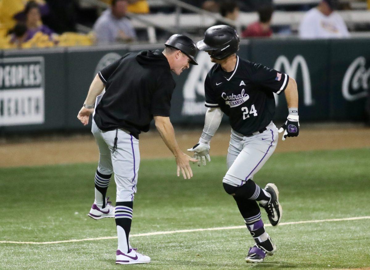 Senior outfielder Dylan Cyr runs through the bases after cracking a home run down left field. This was Cyr's fifth homerun and 14th run of the season.