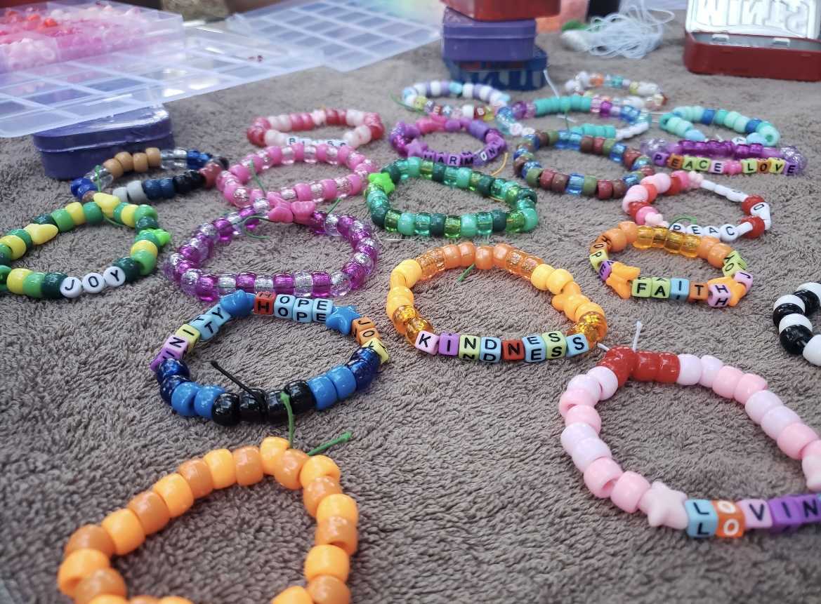 The campout allows students to have fun overnight at the UCA Challenge Course. To promote peace, students made friendship bracelets. 