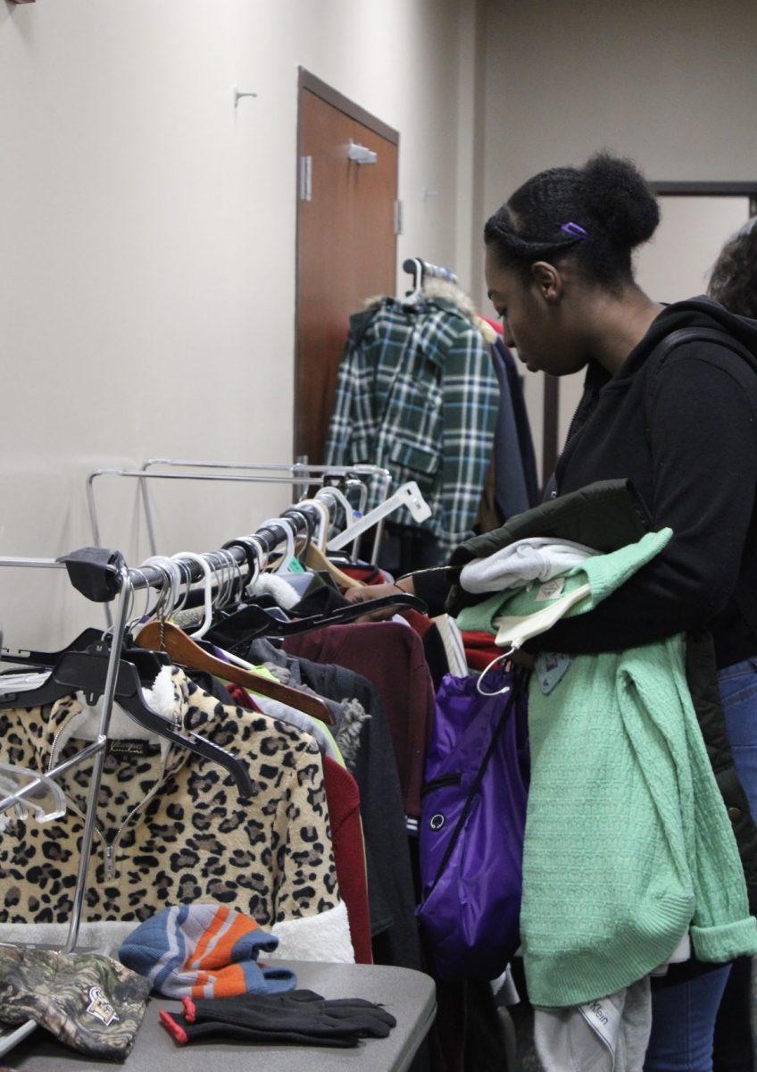 Students are able to find essential clothing items at the clothing closets on campus. The Nov. 14 clothing drive provided students with warm clothes.
