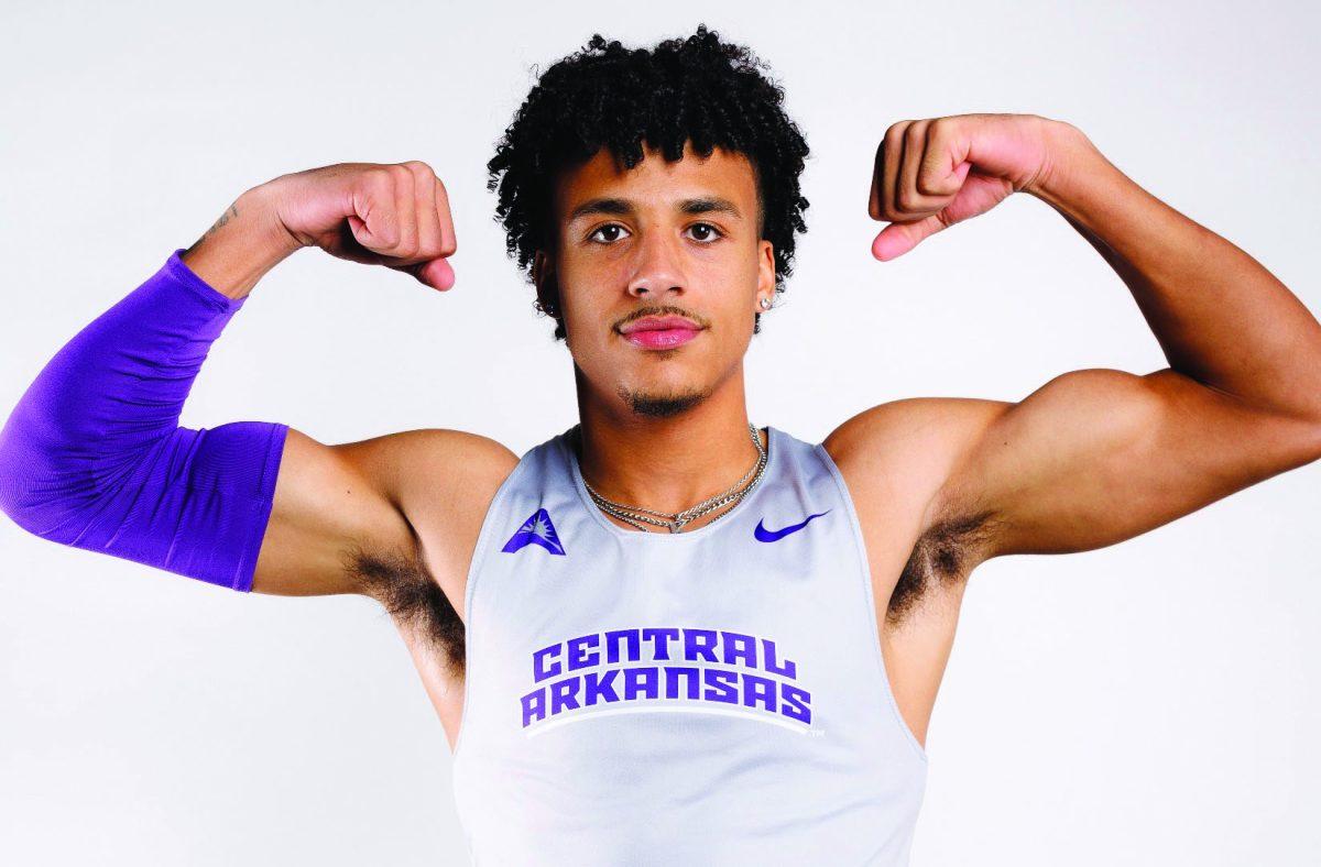 Graduate student sprinter Kobe Gill’s best indoor record is in the 60m sprint with 6.72 seconds.