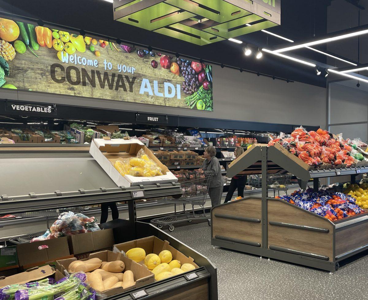 ALDI, a German supermarket chain, sells off-brand products at a cheap price. The Conway location opened Jan. 25. 