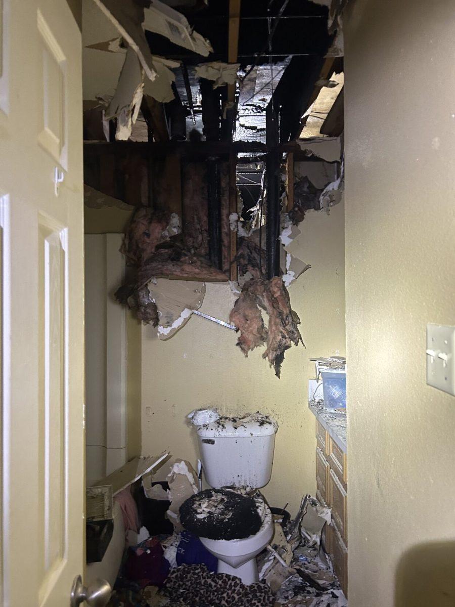 Apartments in Stadium Park sit in ruins after a fire caused damage to the building. The physical plant will inspect exhaust fans for issues.