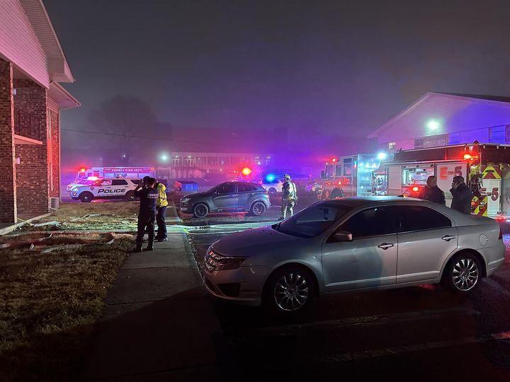 UCAPD and the Conway Fire Department respond to a fire at Stadium Park Apartments at 2400 Bruce St. on Jan. 25. The damage from the fire displaced several students and four apartment units remain uninhabitable.