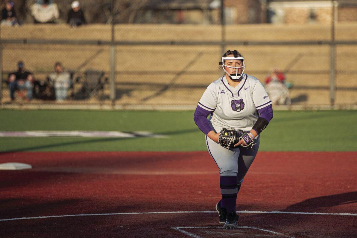 Junior pitcher Julia Petty winds up a pitch during a weekend game against Lipscomb. Petty has collected a total of 14 strikeouts throughout the season.