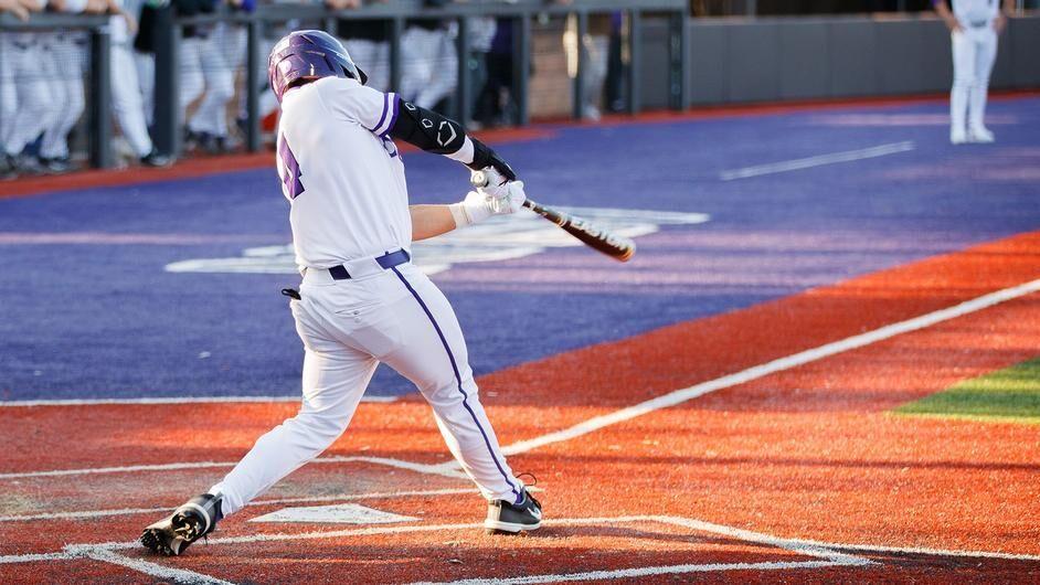 Junior infielder/catcher Bryce Cermenelli takes a swing at the ball. Cermenelli has started in 25 of the 27 games he played this season.