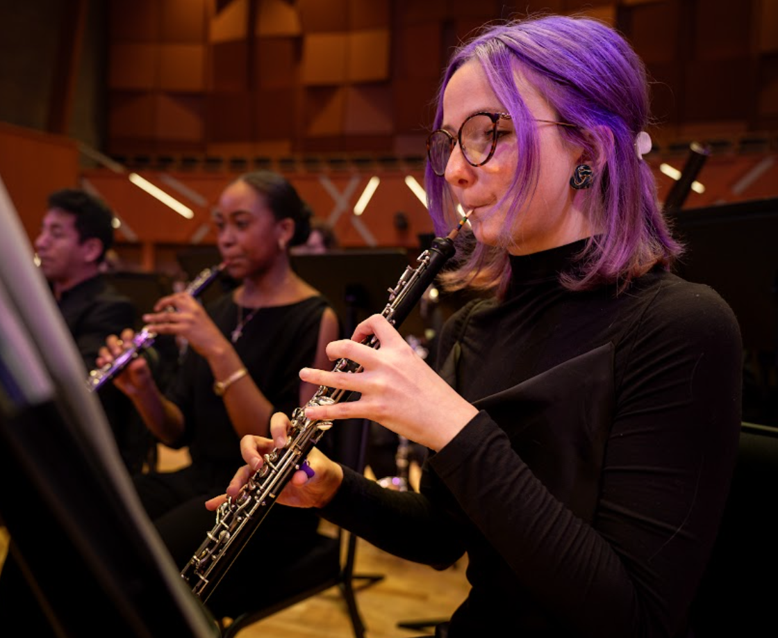 Emily Kennard plays the oboe at a wind ensemble rehearsal. While she hated the instrument sometimes, it taught her a lot about life. 