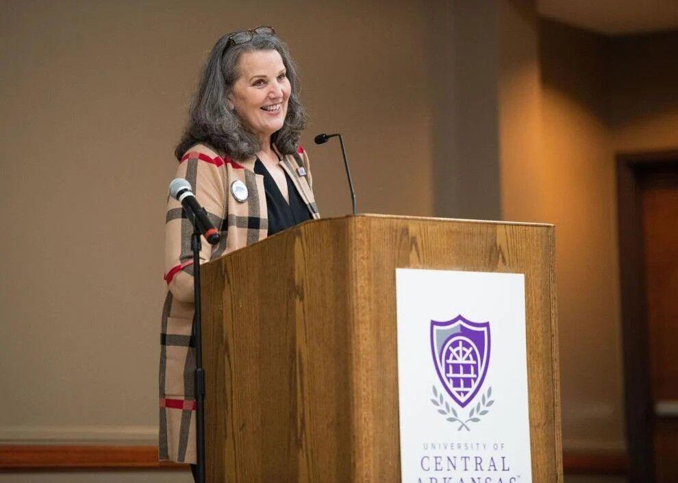 Patricia Poulter speaks at National First-Gen Day in November 2022. Poulter, who has served as provost since 2018, is retiring at the end of this semester and will be replaced by Michael Hargis.