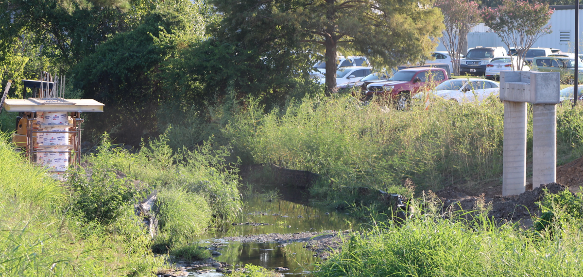 A partially built bride sits at the Tucker Creek trail. UCA partnered with the city of Conway to extend the trail, and it is scheduled to be completed in September.