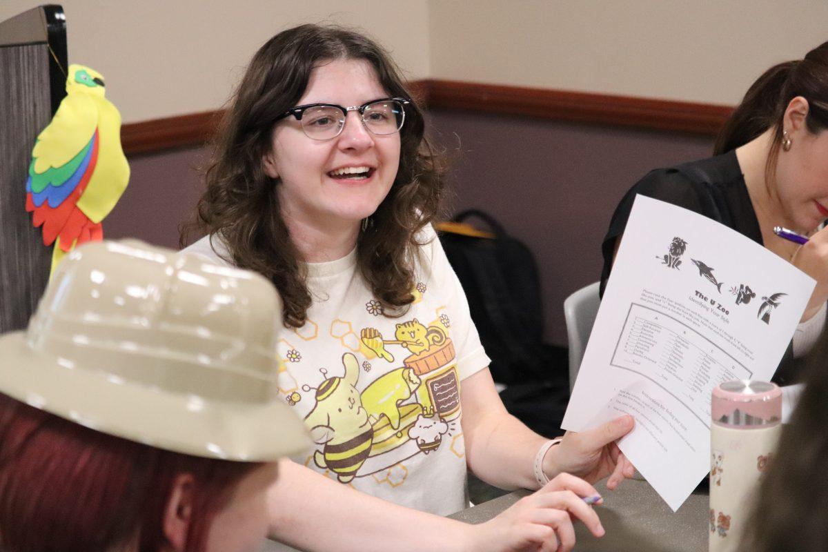 A student fills out a "U Zoo" test to discover what animal they are based on their personality. IDEAL hosted a murder mystery game along with other activities on Sept. 5 at the Ronnie Williams Student Center.