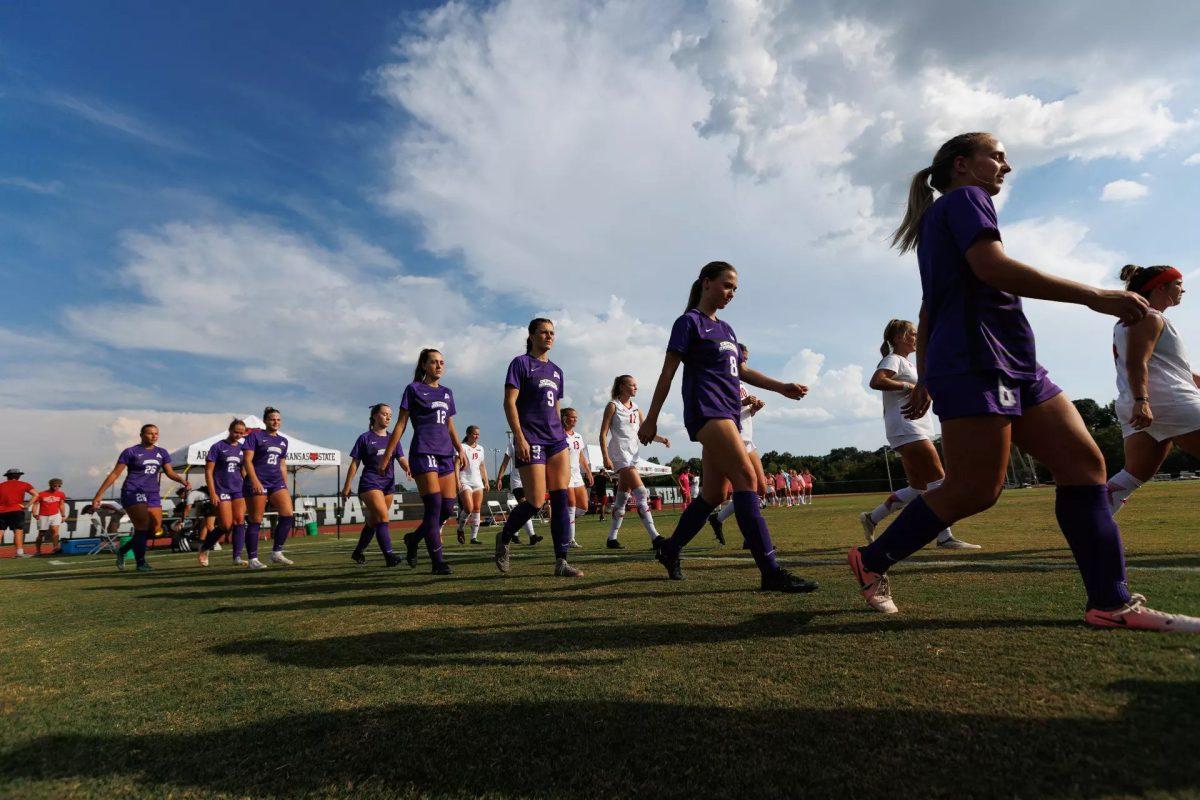 The UCA women's soccer team walks with the Missouri State Bears down the field. Last time the Bears faced off against Missouri State, they lost 3-0.