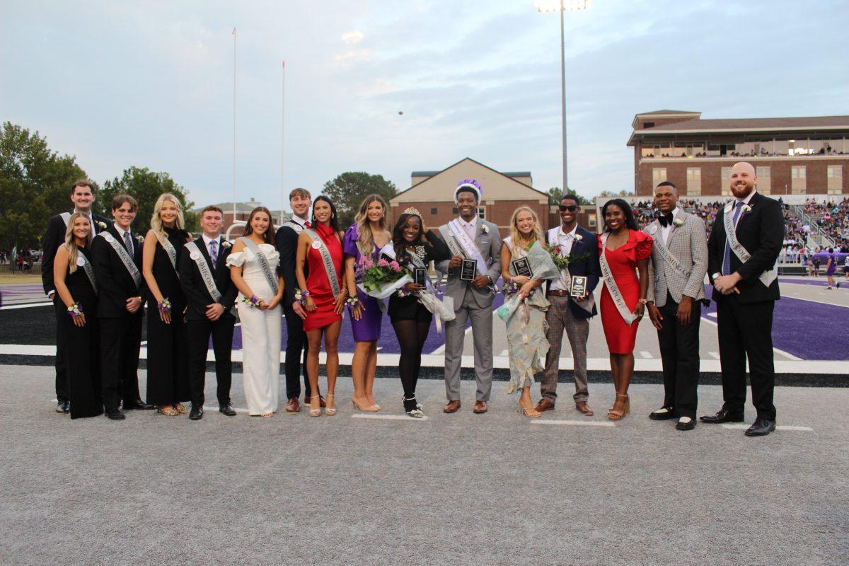 (Left to right) Joseph Roscoe, Macy Landry, Hayden Hall, Audrey James, Peyton Hill, Emily Greer, Rhett Thurman, Symone Quiles, Alyssa Nolan, Kiana Wright, Dylan Silverman-Barnes, Hannah-Grace Fritz, Cam Ron Medley, Jada Simpson, Demetrius Foreman and Matthew Moix were voted to be the 2024 Homecoming Court. The king and queen were announced during the Oct. 26 football game halftime.
