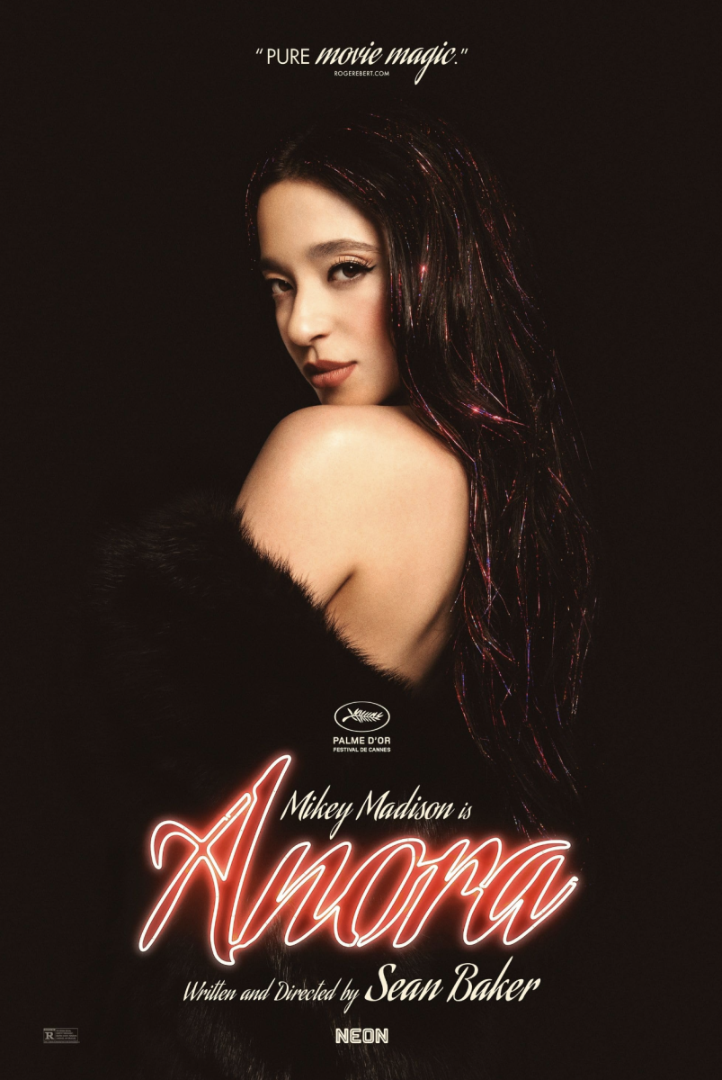 Mikey Madison plays Ani, a stripper, in “Anora.” Ani marries a rich boy named Ivan (Mark Eydelshyteyn), but her Cinderella story falls apart when members of Ivan’s family threaten to break them up.