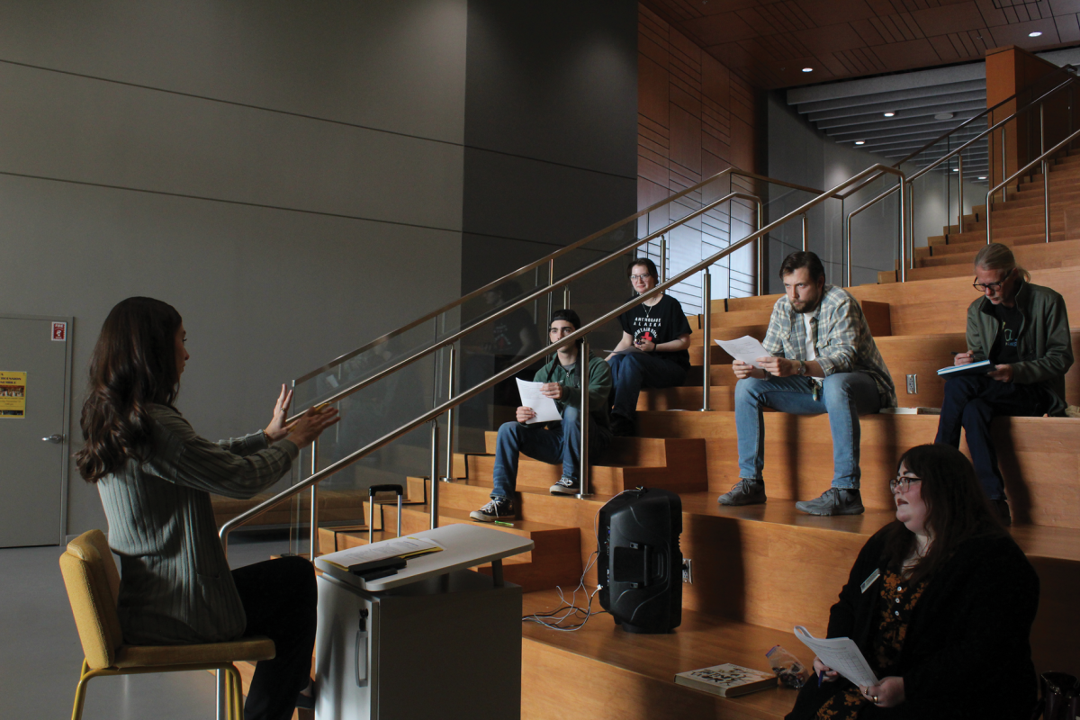 Marléne Sheehan speaks about the science of curiosity Nov. 7 at the Windgate Center. Sheehan taught attendees about the five-dimensional curiosity scale.