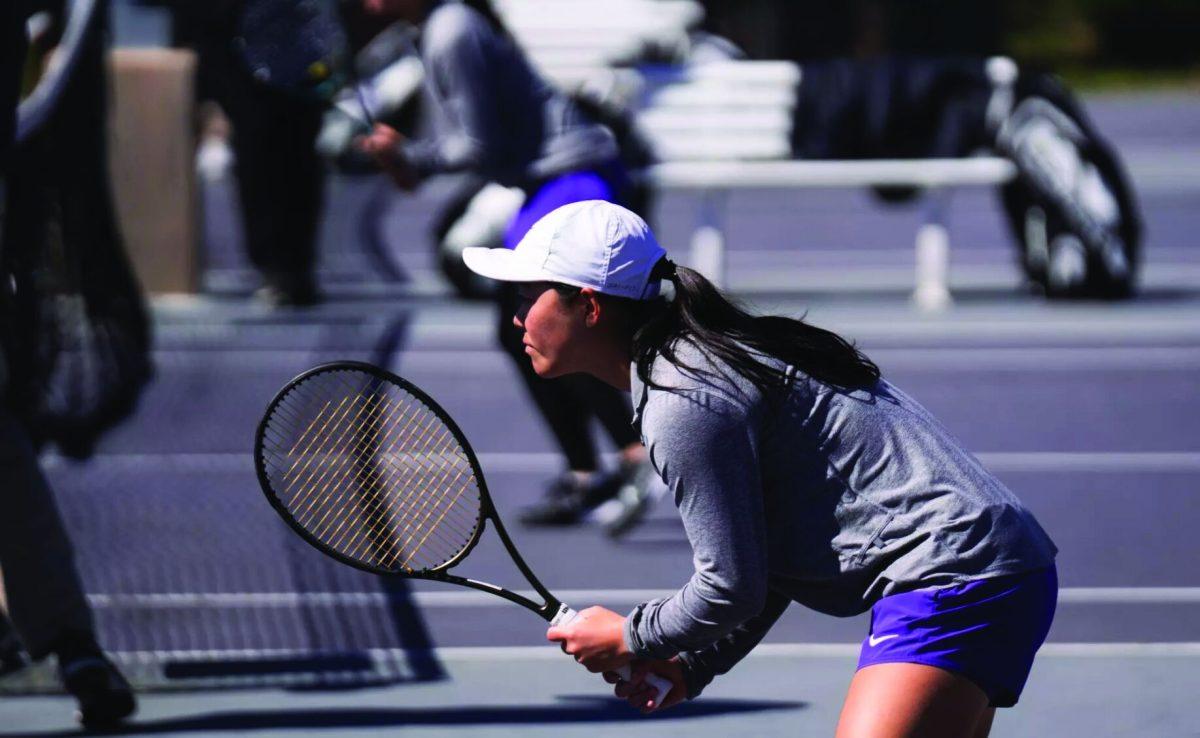 Junior Konomi Miyakawa competes in the women’s singles against Austin Peay junior Asia Fontana. Miyakawa won the match 6-1, 4-6. 6-1. 