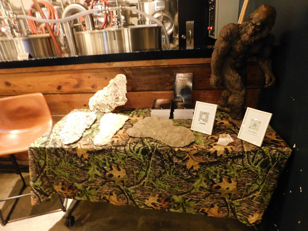 Conway’s The Rogue Roundabout hosted a discussion board surrounding monsters in Arkansas. Bigfoot was the main topic and a Bigfoot table can be seen above. (photo by Codie Cash)