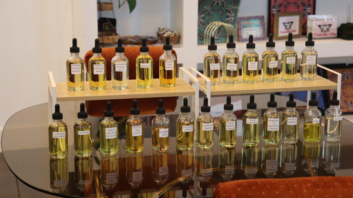 Attendees were able to use a variety of flavored oils. They could choose a scent that matched their vibe and represents them. (photo by Mary Lyle)